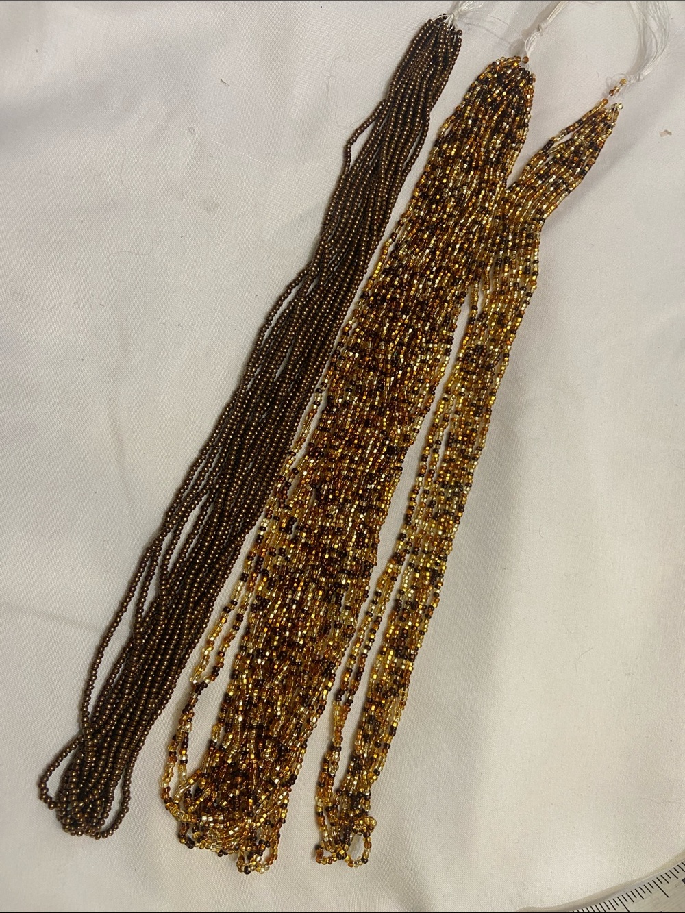 Gold and Brown 2mm Seed Bead Multi-Strand